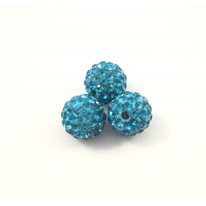 Pave bead 10 mm blue aquamarine
